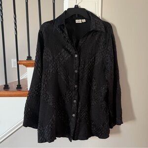 Cato Black Textured Women's Blouse Size 14/16 W